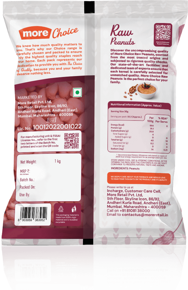 More Choice Raw Peanuts Back View